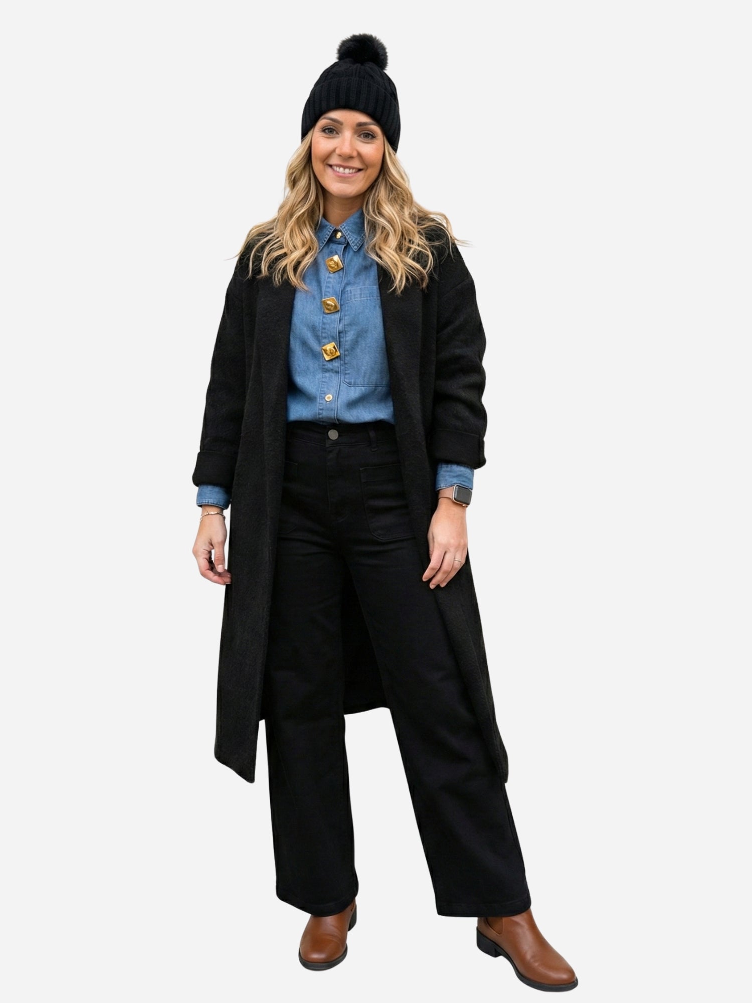 Look Gilet long et chemise en jean (LB05)