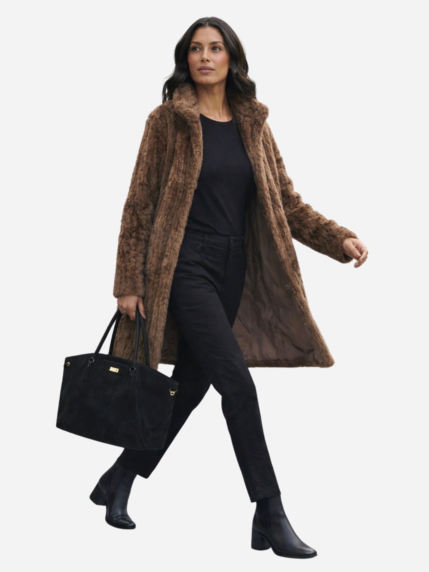 Look Manteau Fourrure & Pantalon Noir (LB02)