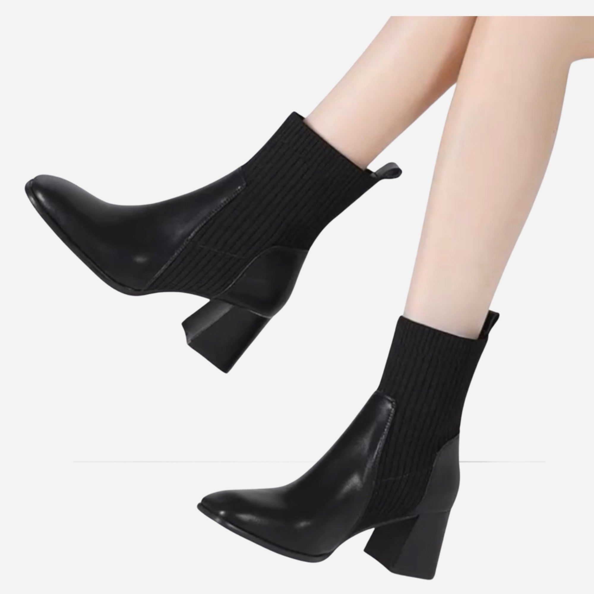 Bottines femme noire en simili cuir