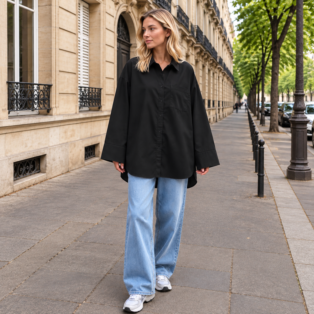 Chemise oversize femme noire – La Baraka