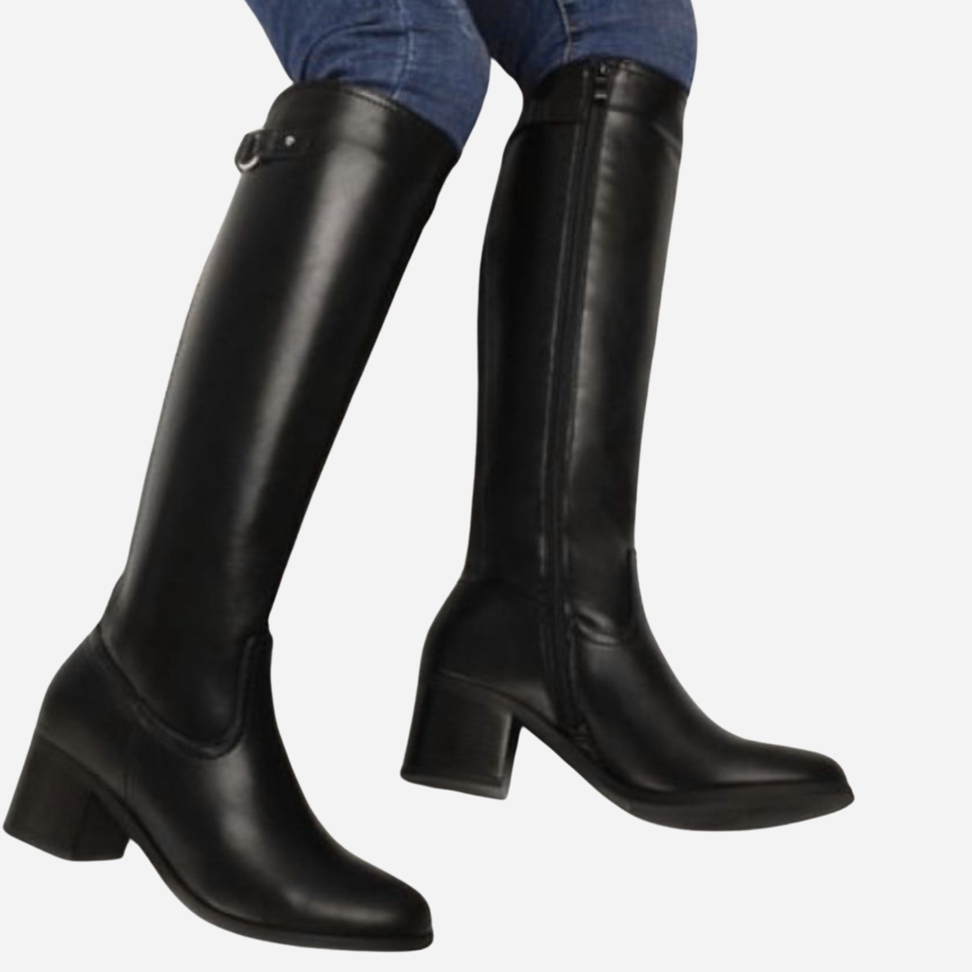 Bottes femme noires en simili cuir