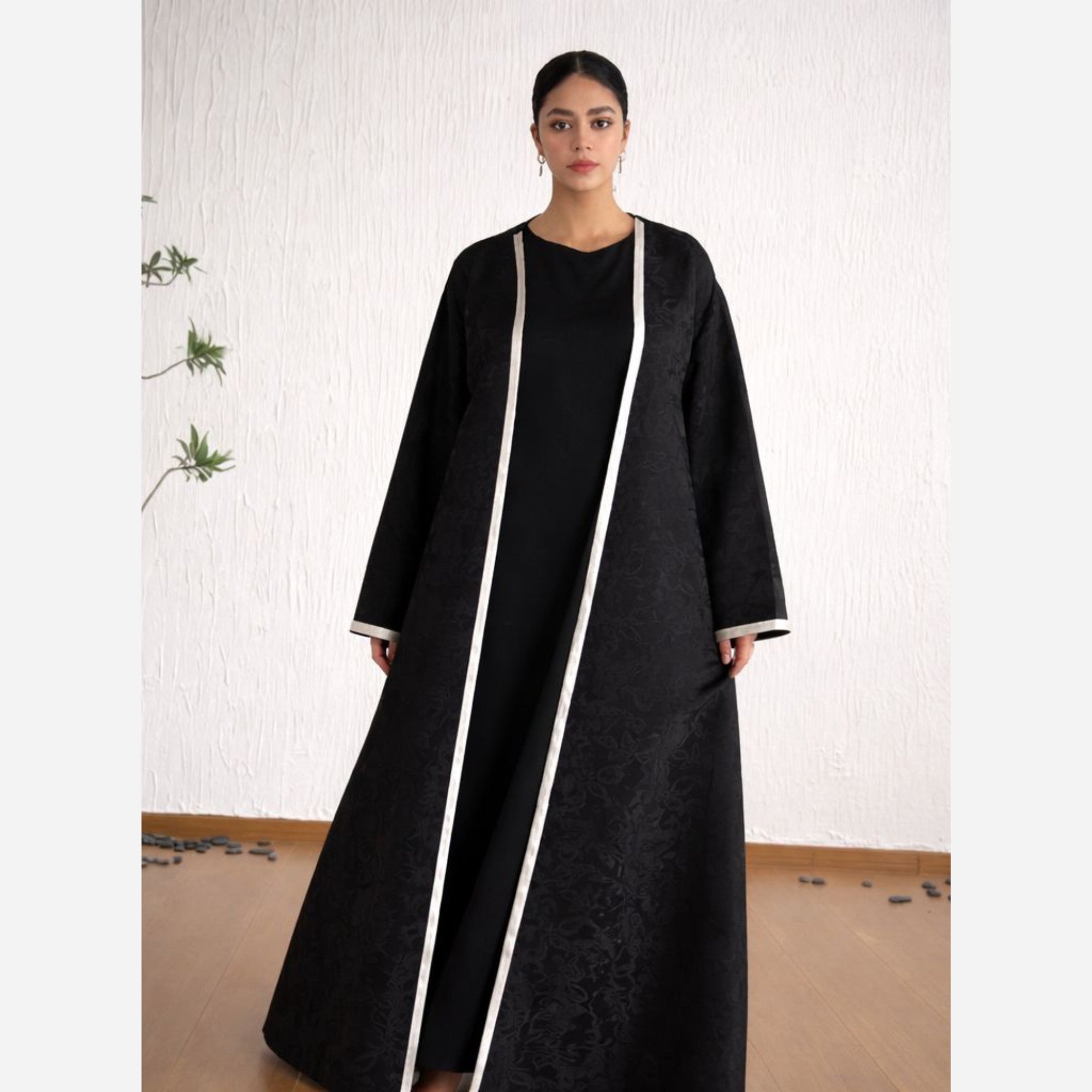 Ensemble Kimono brocart noir 2 pièces