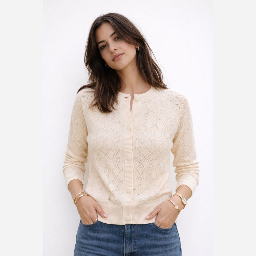 Gilet maille ajourée Boutonné