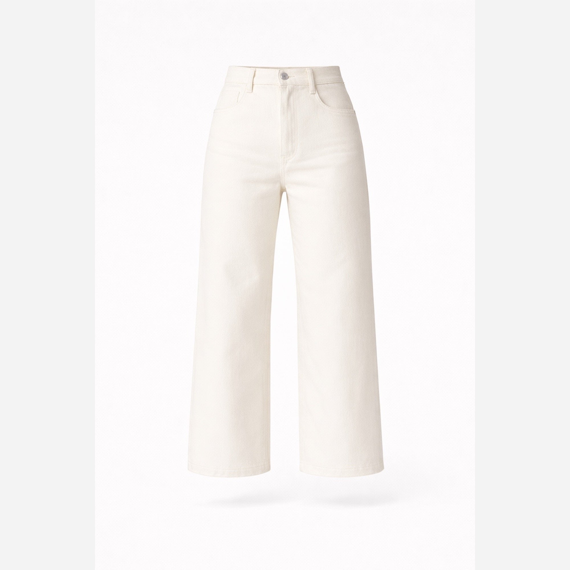 Pantalon écru coupe wide 7/8 en jean denim stretch
