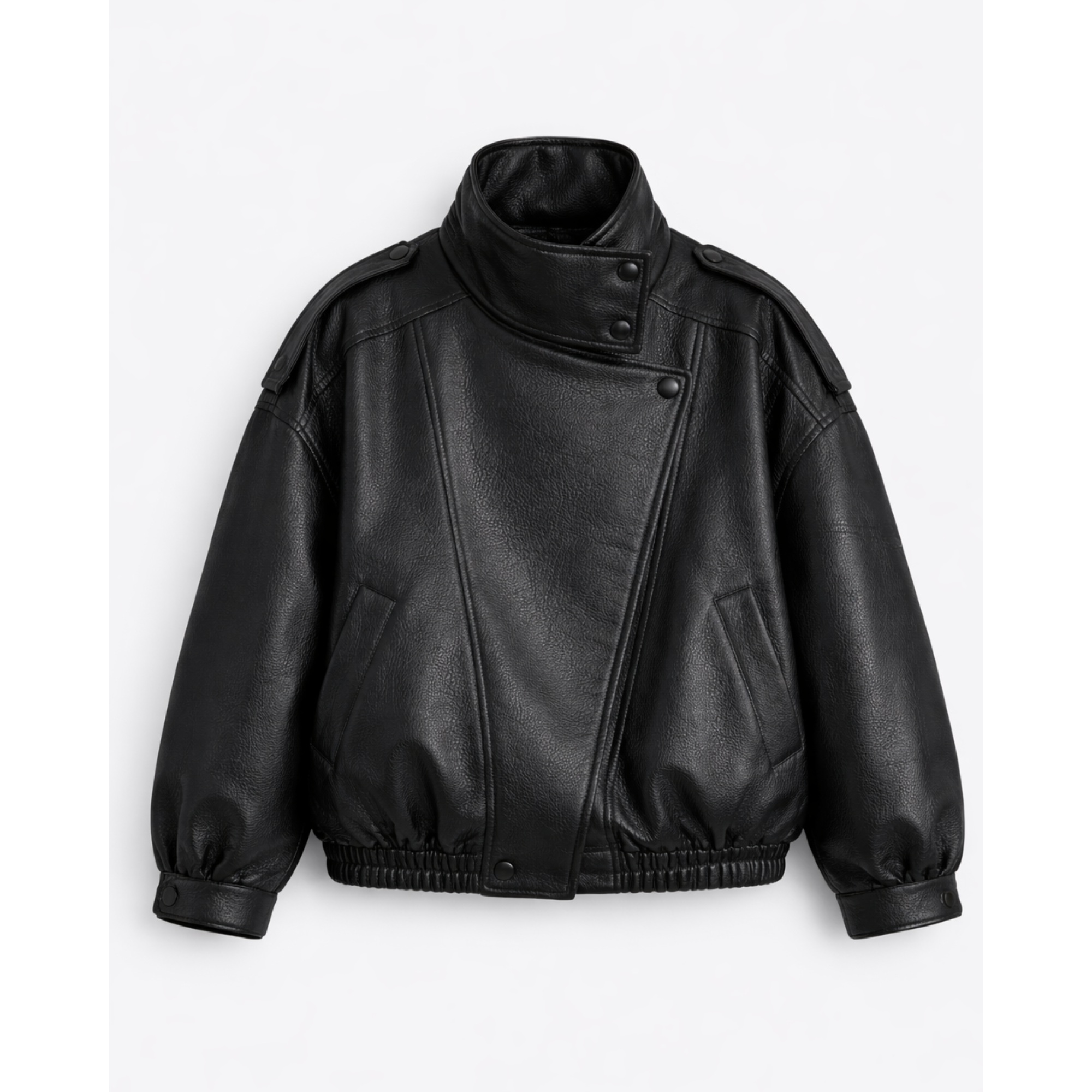 Blouson simili cuir grainé noir