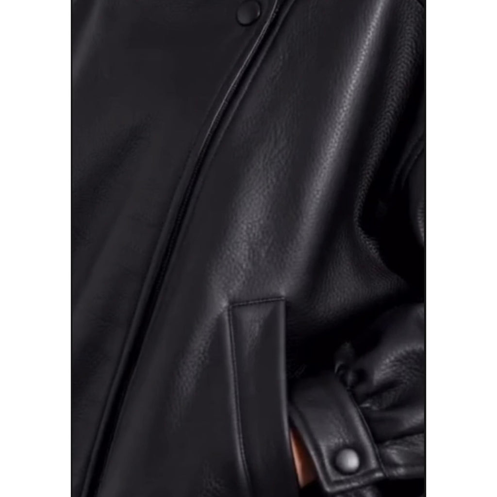 Blouson simili cuir grainé noir