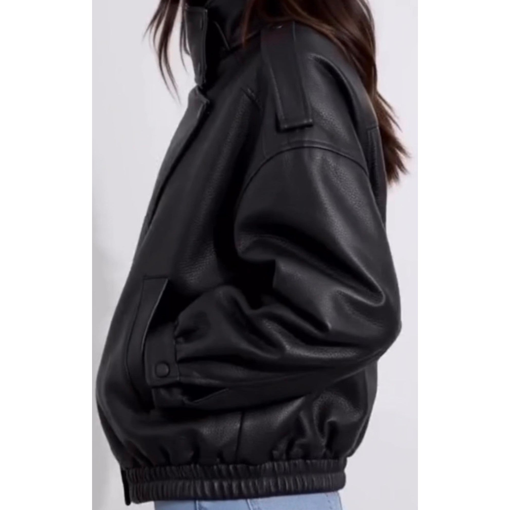 Blouson simili cuir grainé noir