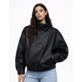 Blouson simili cuir grainé noir