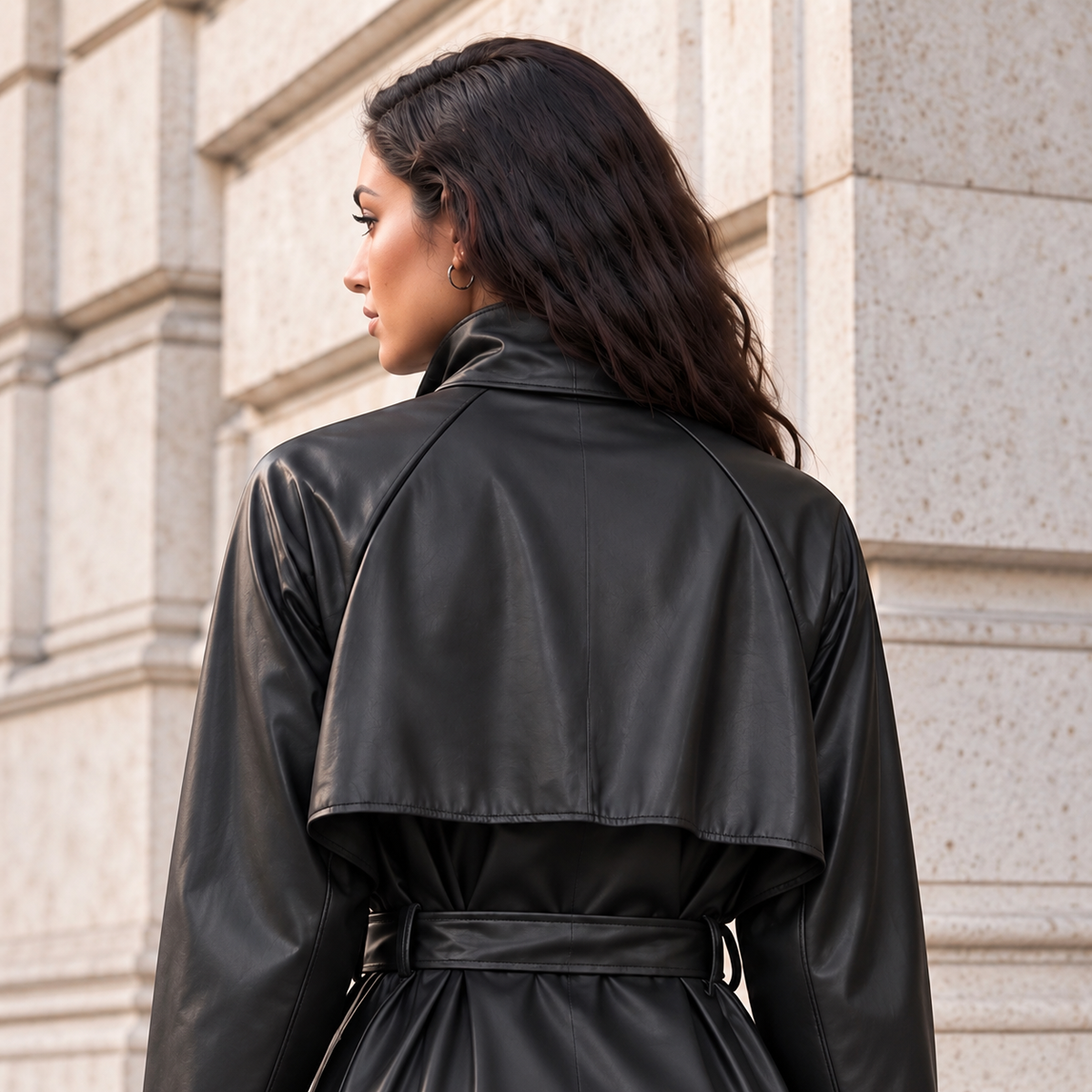 Trench col montant effet cuir 2 en 1