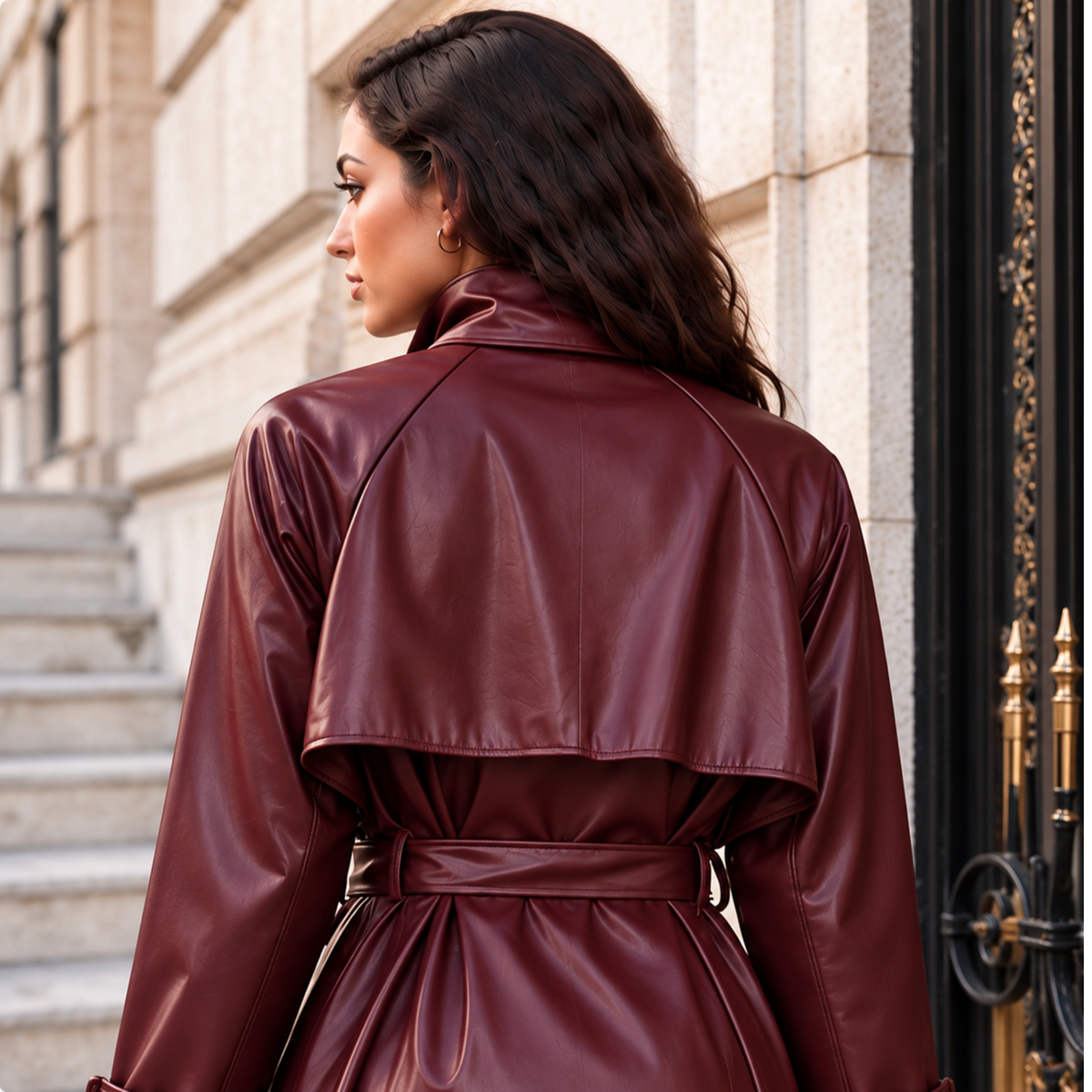 Trench col montant effet cuir 2 en 1