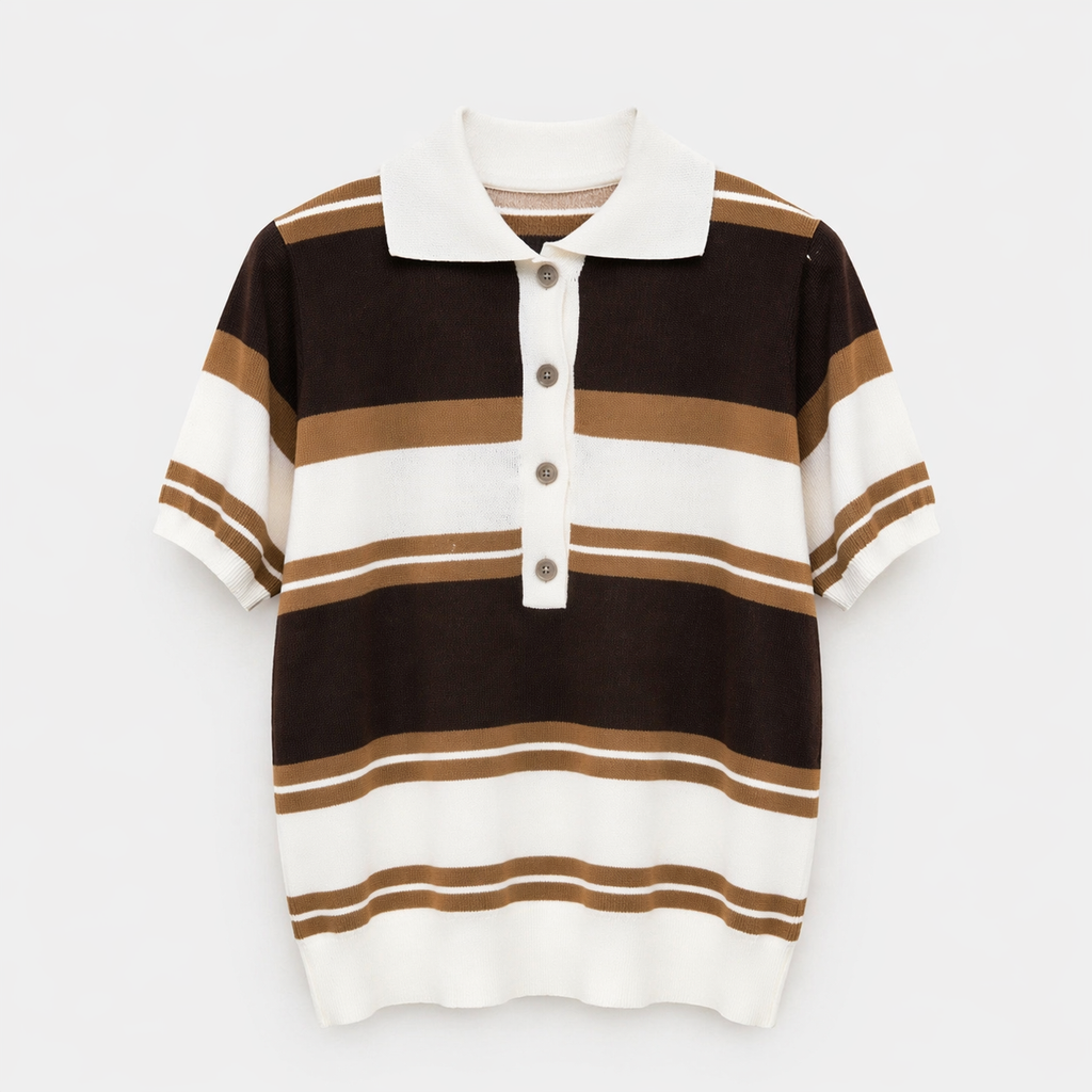 Polo à rayures en maille douce