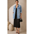 Veste en jean longue oversize bleu