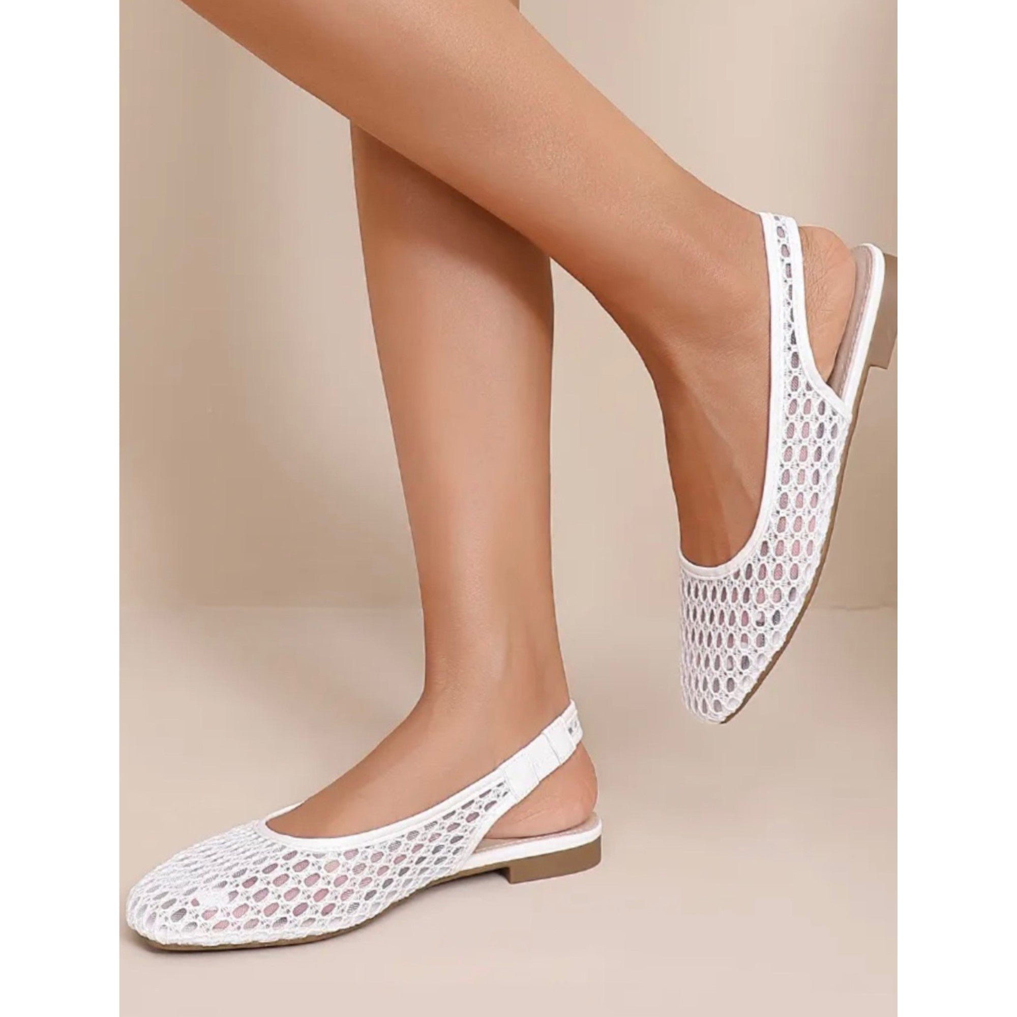 Ballerines ouvertes résilles blanc