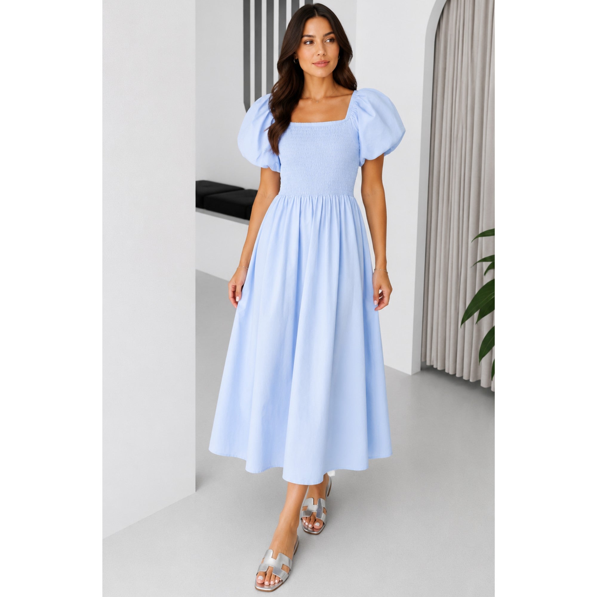 Robe manches bouffantes
