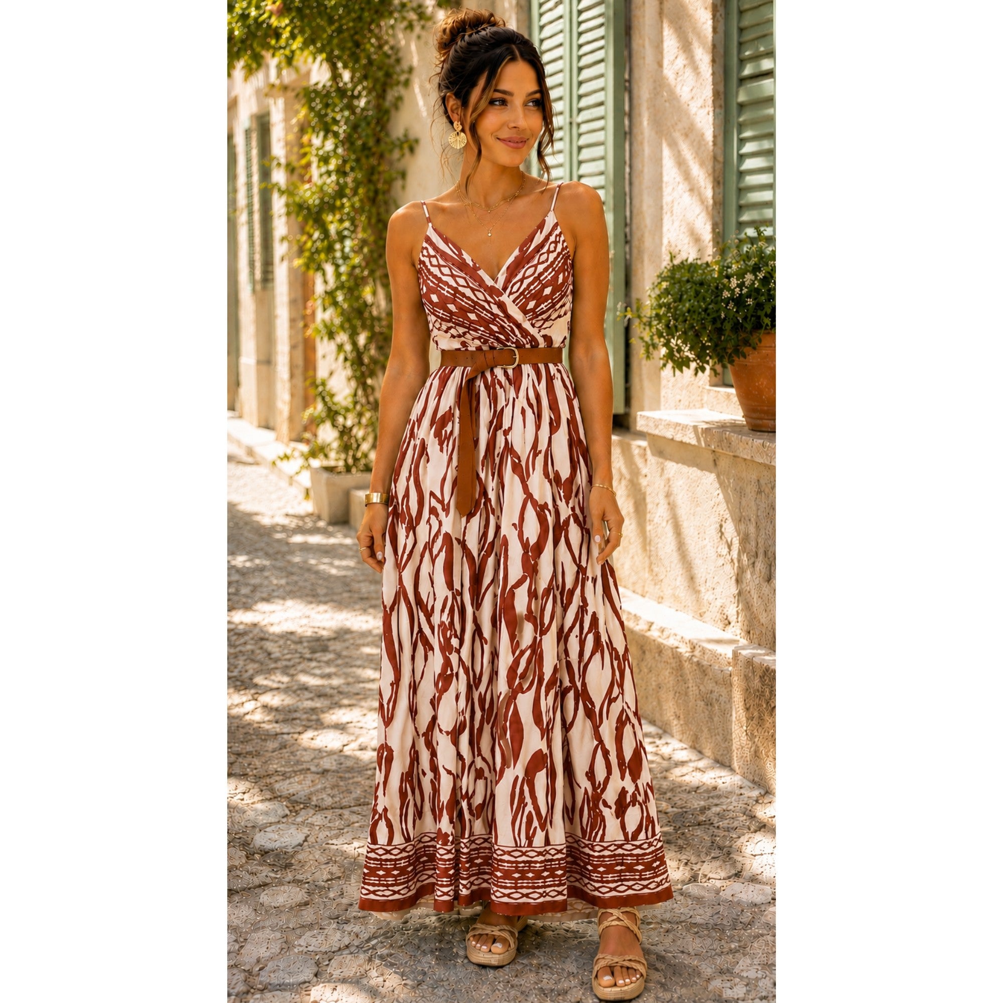 Robe longue avec ceinture