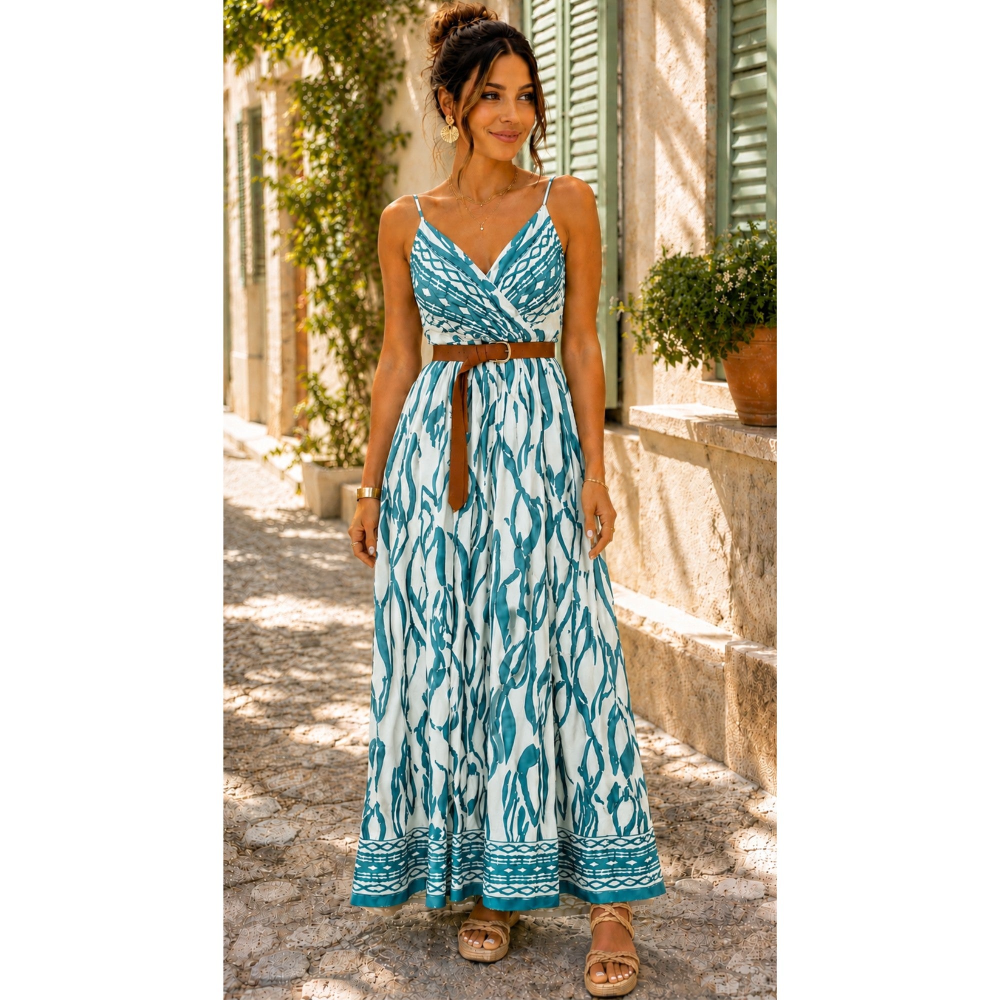 Robe longue avec ceinture