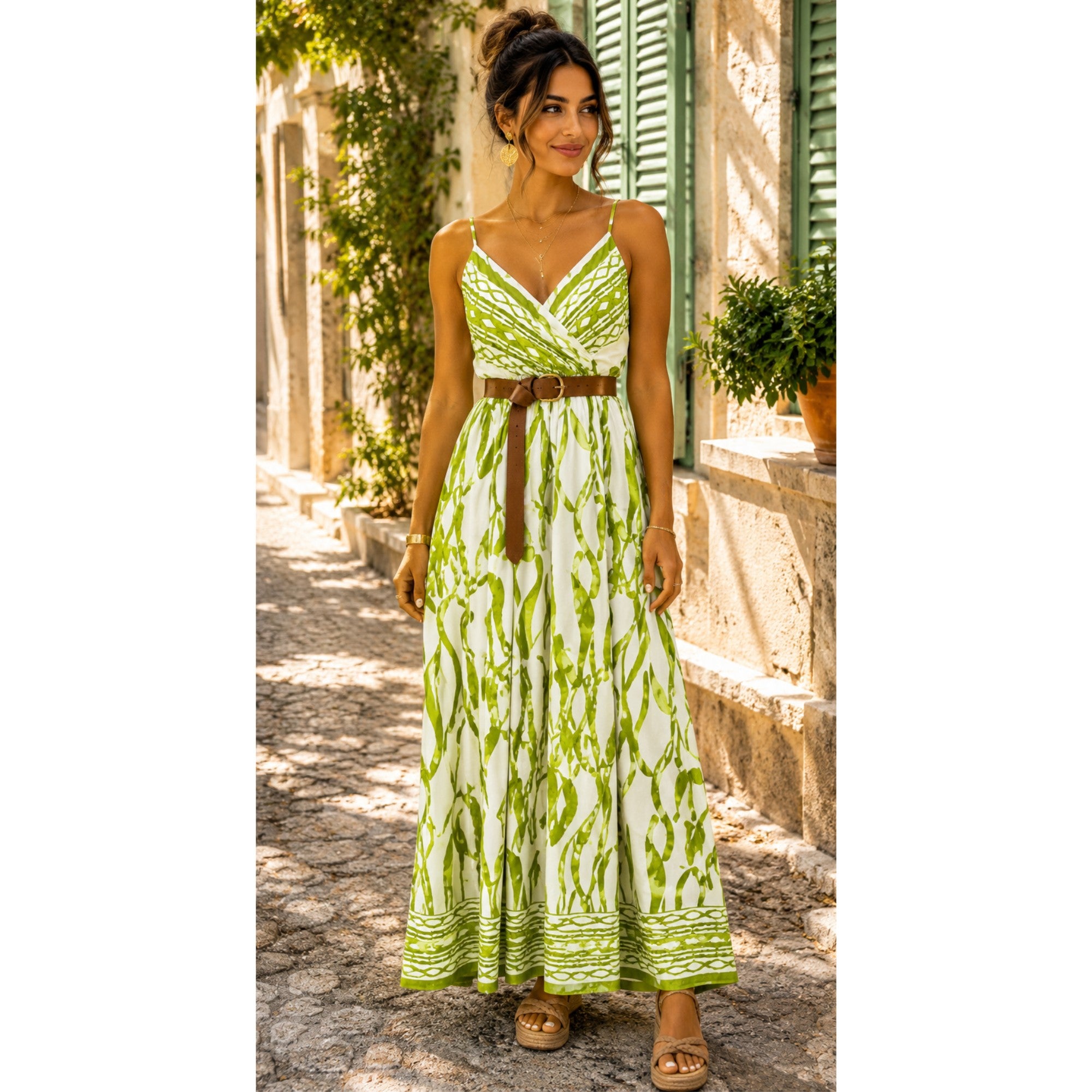 Robe longue avec ceinture