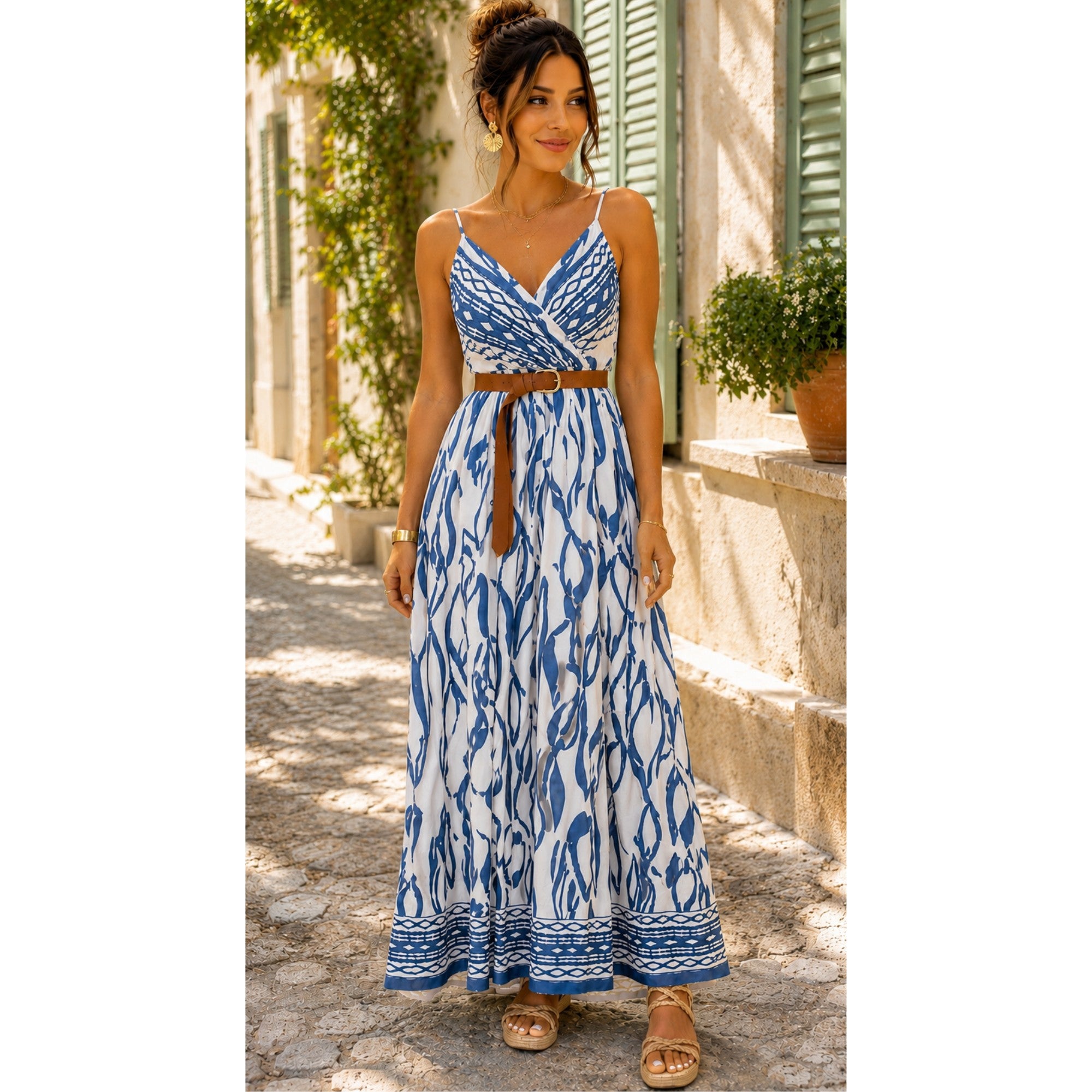 Robe longue avec ceinture