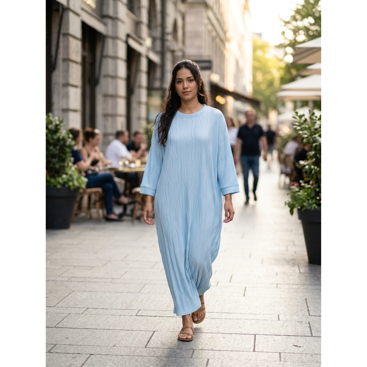Robe longue texturée