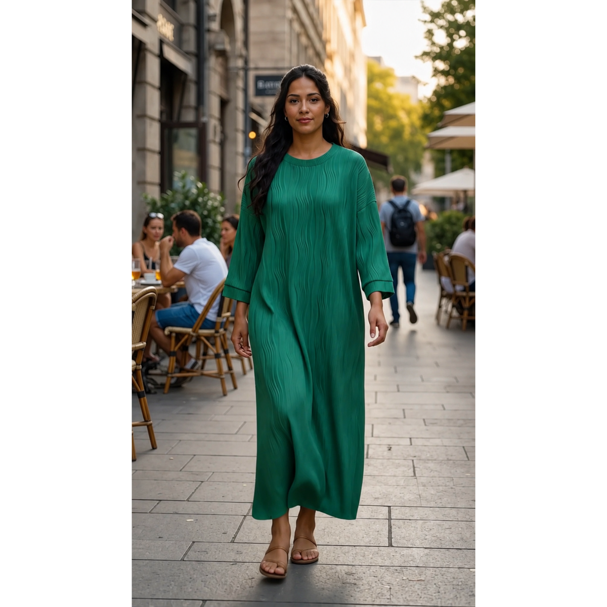 Robe longue texturée