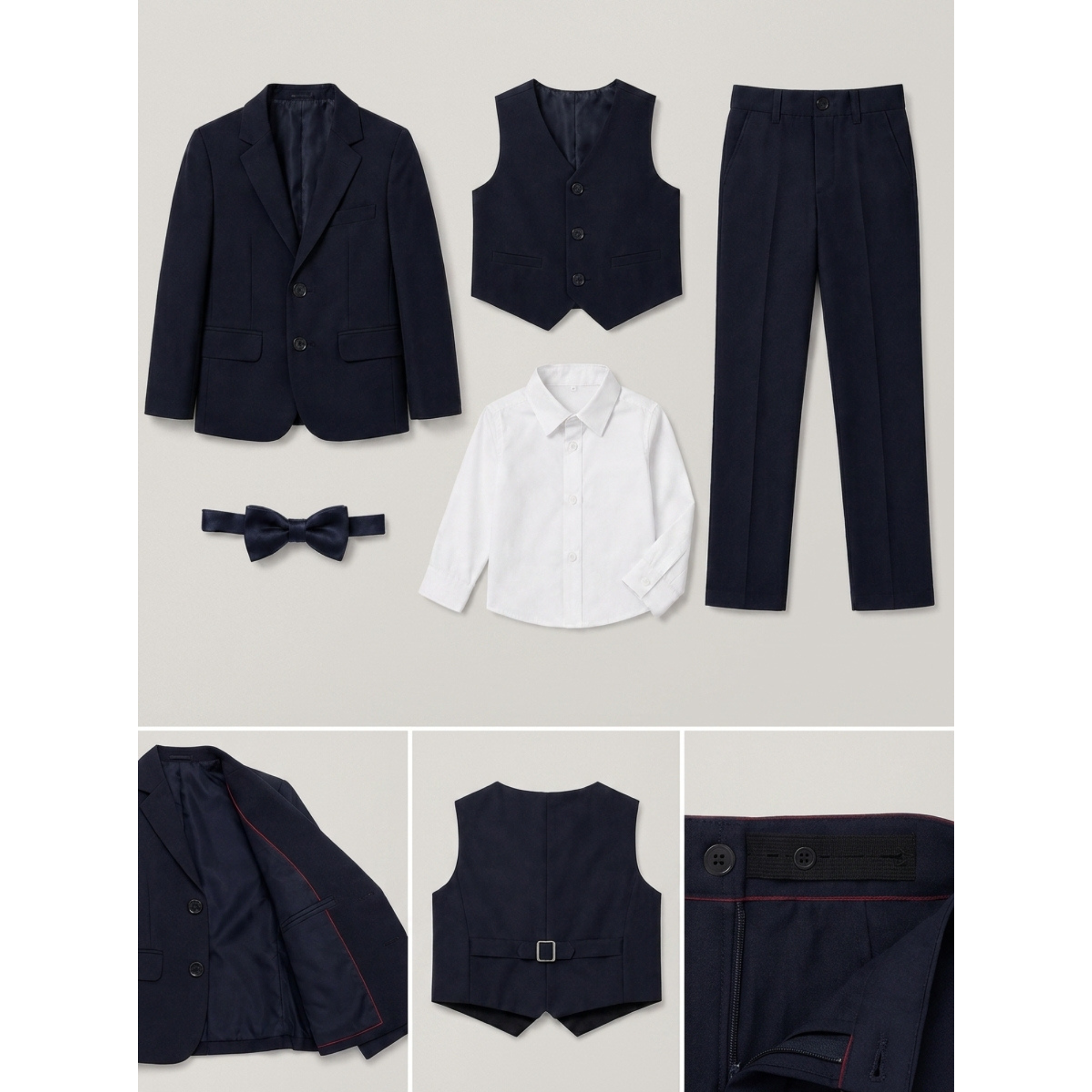 Costume garçon 5 pièces bleu marine – 1 à 14 ans