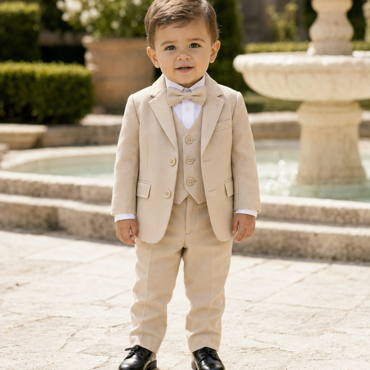 Costume garçon 5 pièces beige – 1 à 14 ans
