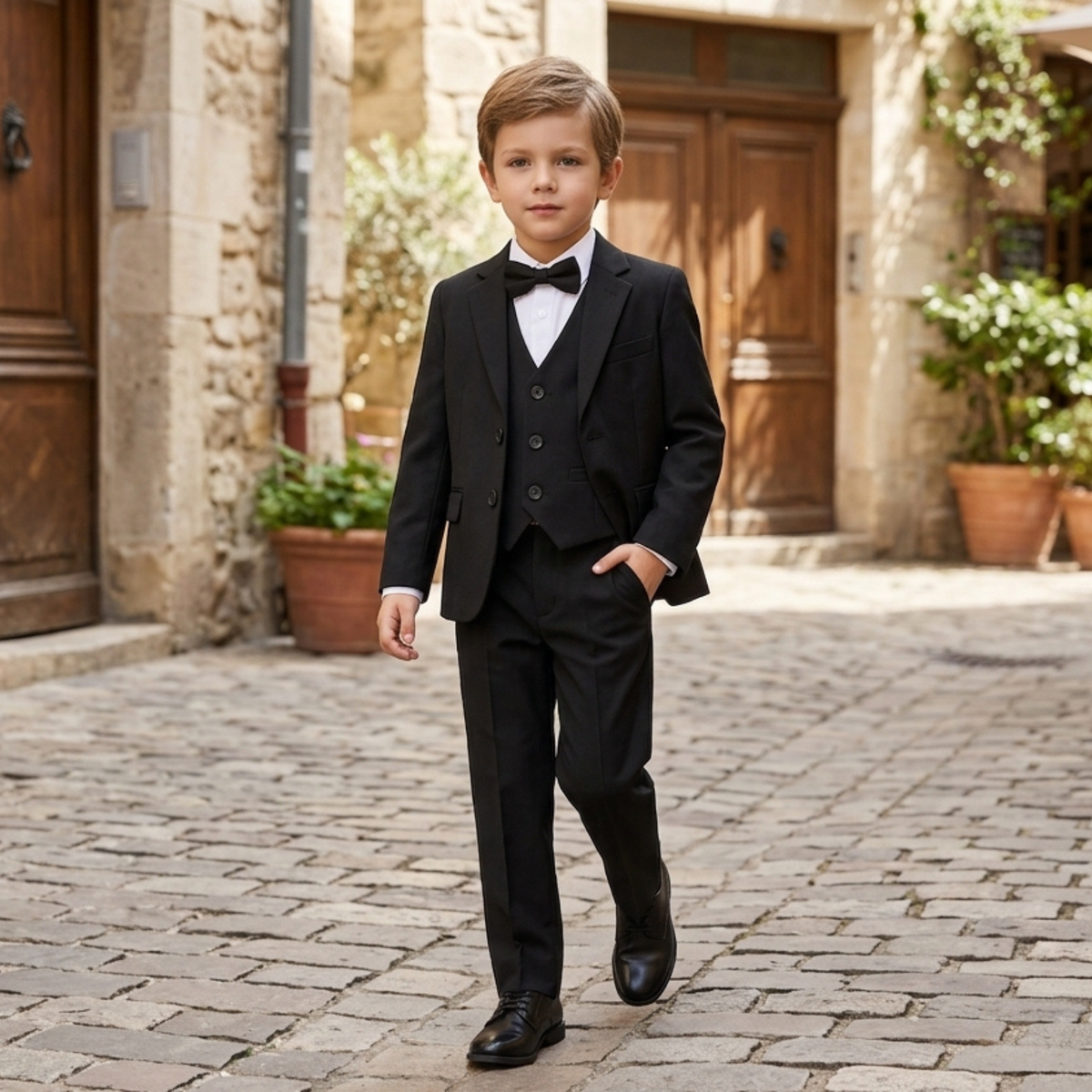 Costume garçon 5 pièces noir – 1 à 14 ans