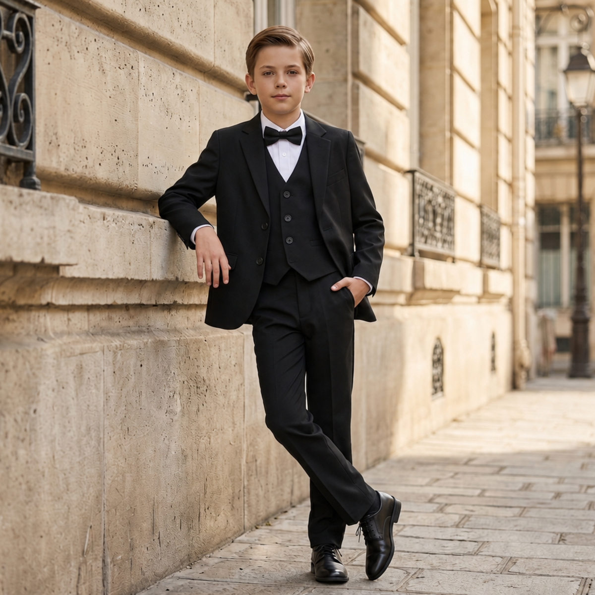 Costume garçon 5 pièces noir – 1 à 14 ans