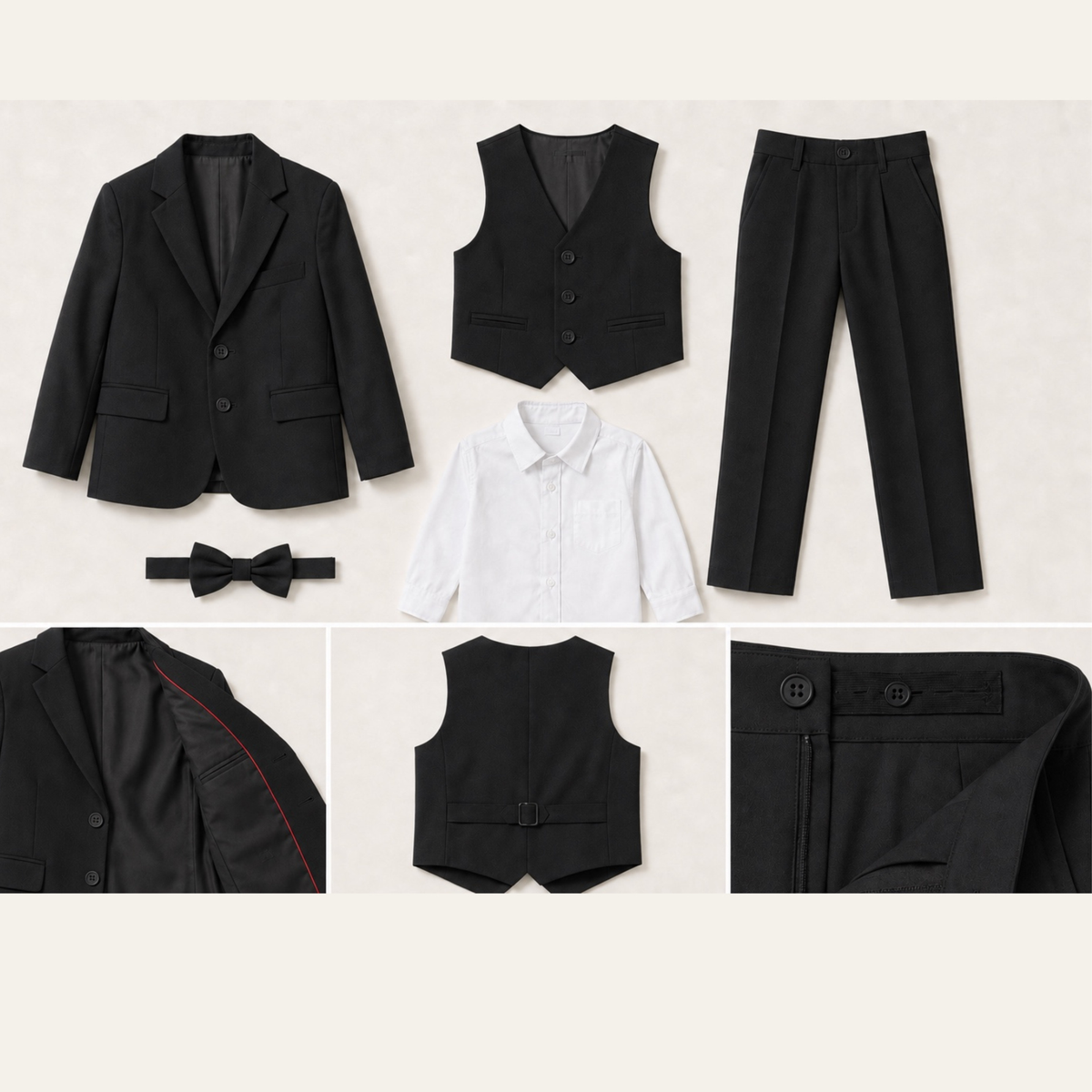 Costume garçon 5 pièces noir – 1 à 14 ans