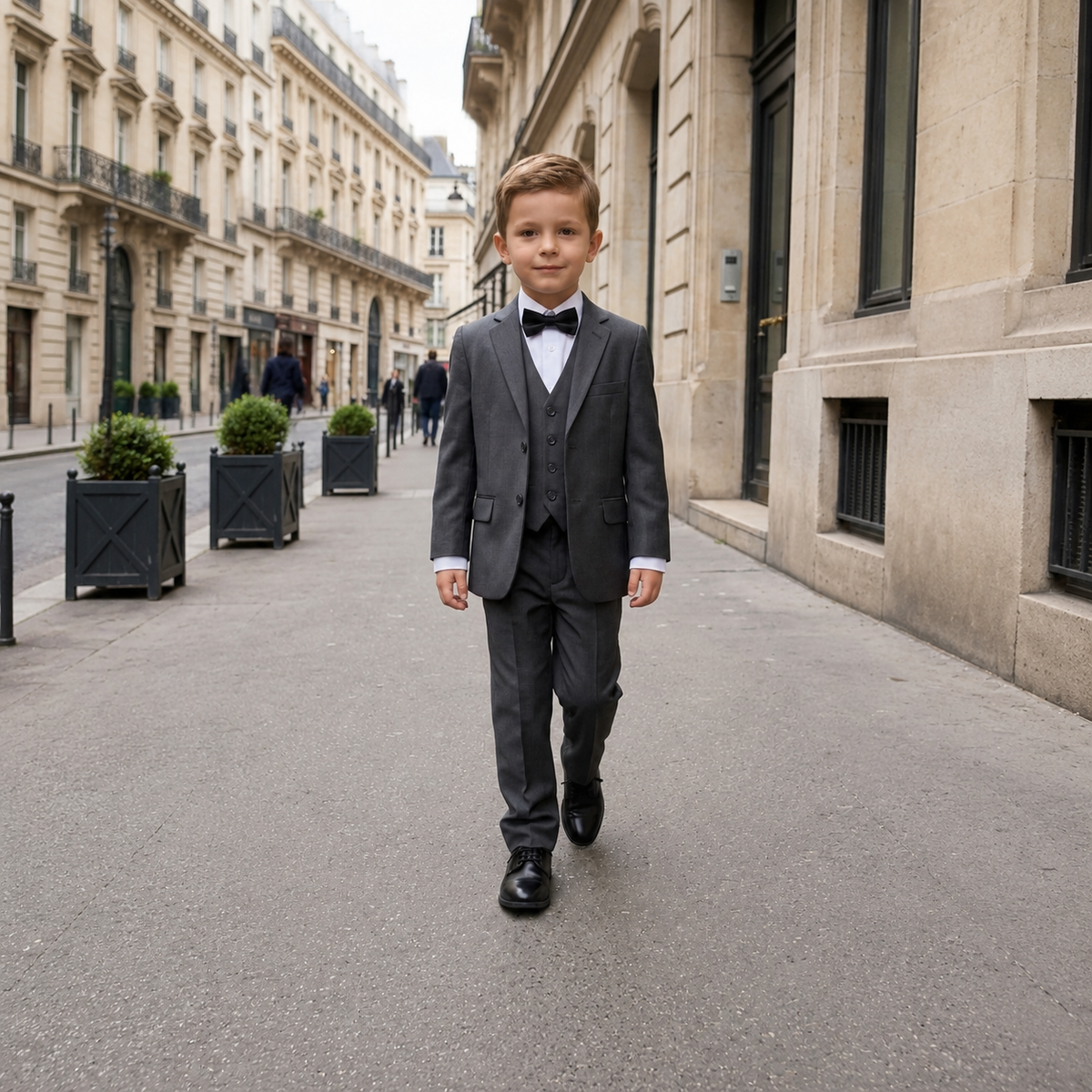 Costume garçon 5 pièces gris  – 1 à 14 ans