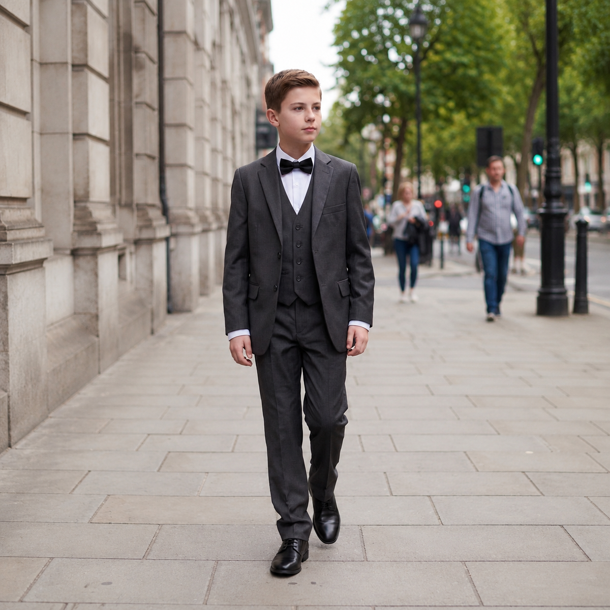 Costume garçon 5 pièces gris  – 1 à 14 ans