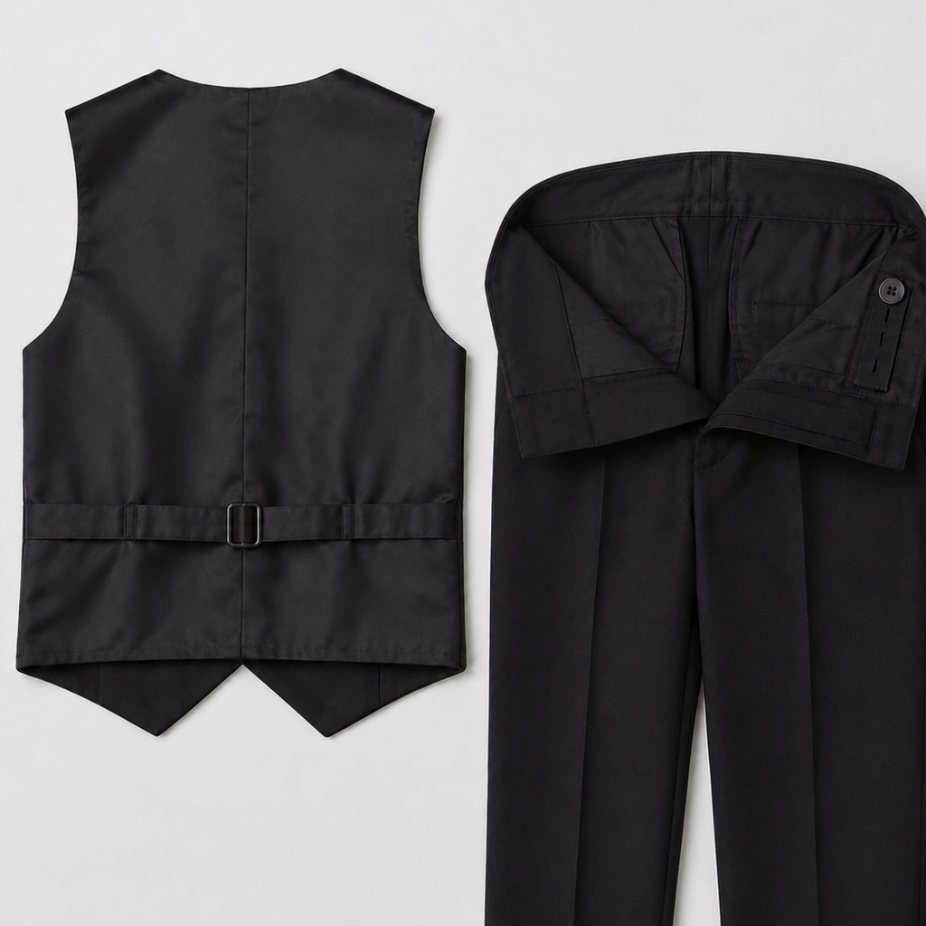 Costume garçon 5 pièces – Style smoking noir – de 1 à 14 ans