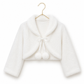 Boléro blanc écru doux à pompons fille