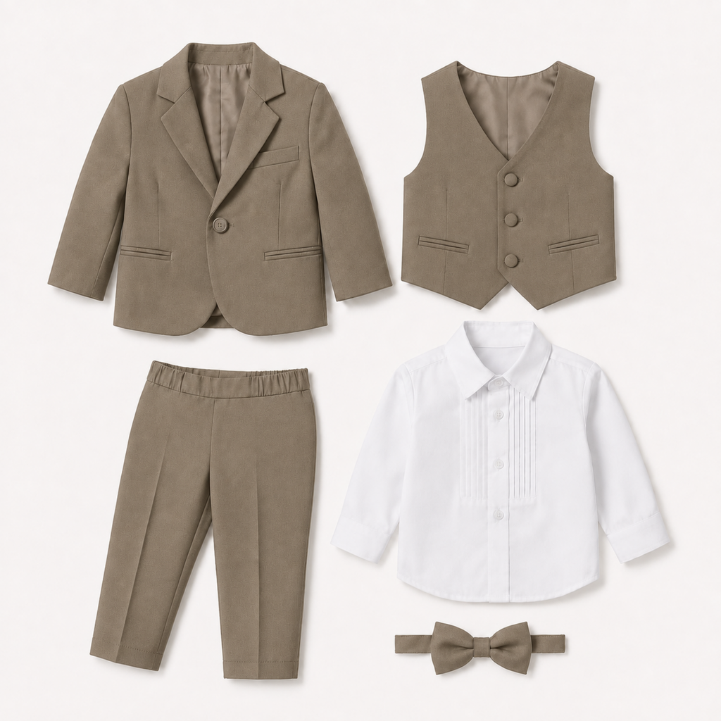 Costume garçon 5 pièces bébé taupe 3 mois au 24 mois