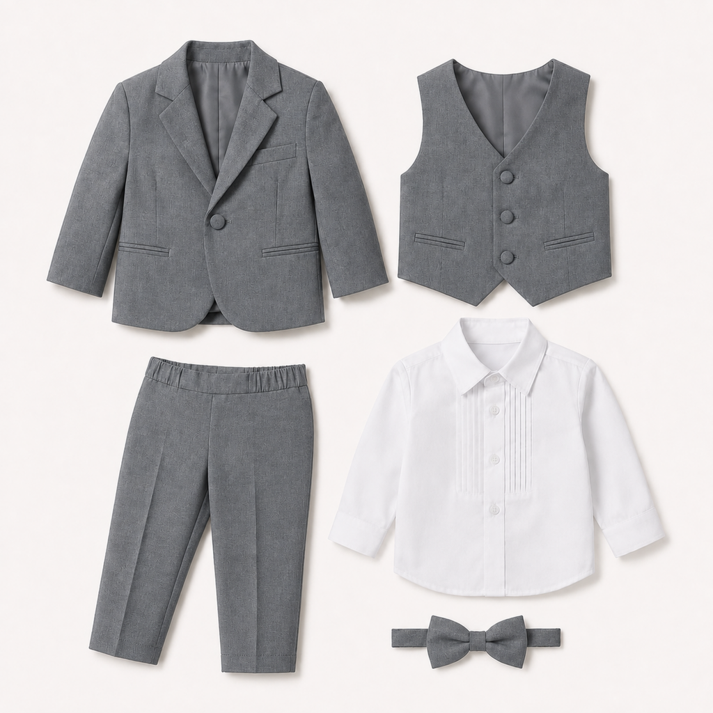 Costume garçon 5 pièces bébé gris 3 mois au 24 mois
