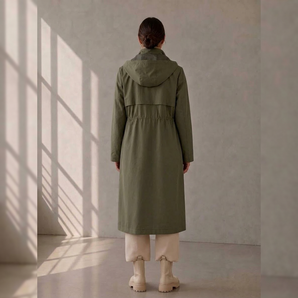 Parka longue légère doublée à capuche