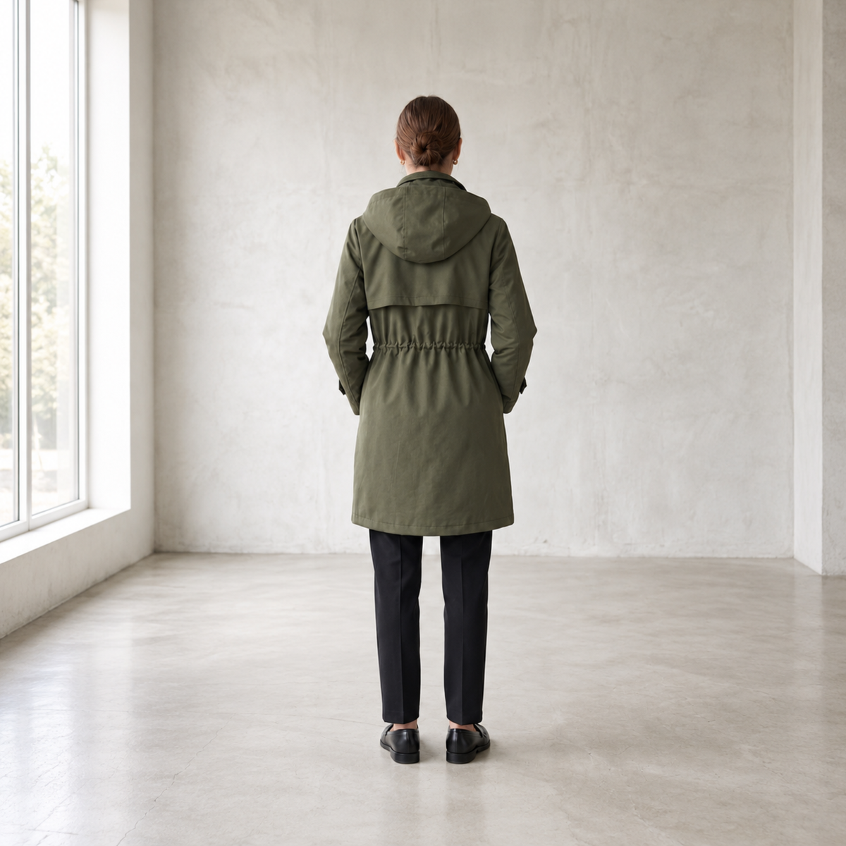 Parka mi longue doublée à capuche déperlante