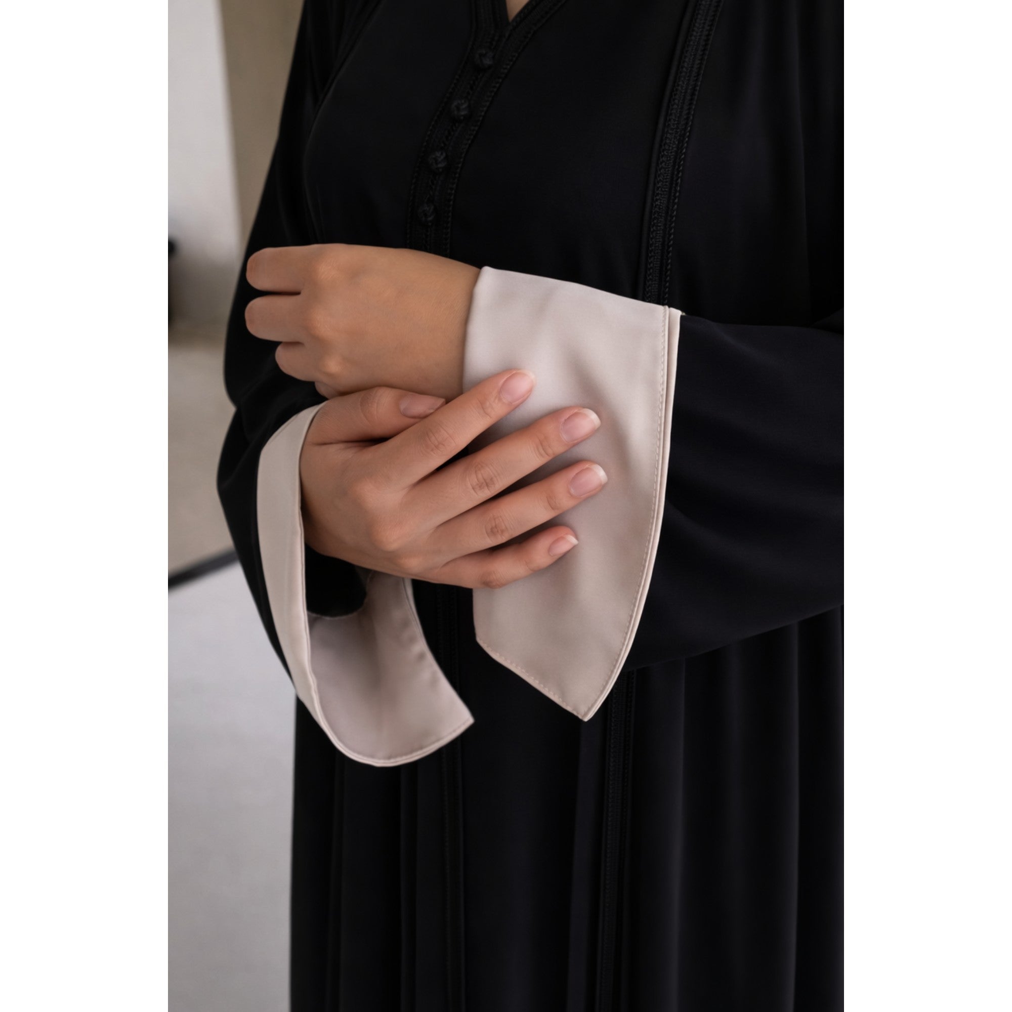 Ensemble kimono bicolore 2 pièces noir