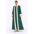 Ensemble Abaya et kimono bicolore 2 pièces vert sapin