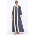Ensemble Abaya et kimono bicolore 2 pièces gris foncé