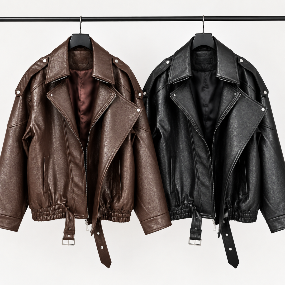 Blouson oversize effet cuir grainé ultra tendance