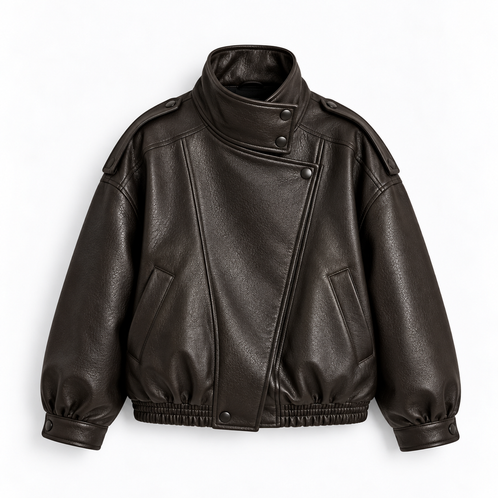 Blouson col montant effet cuir grainé