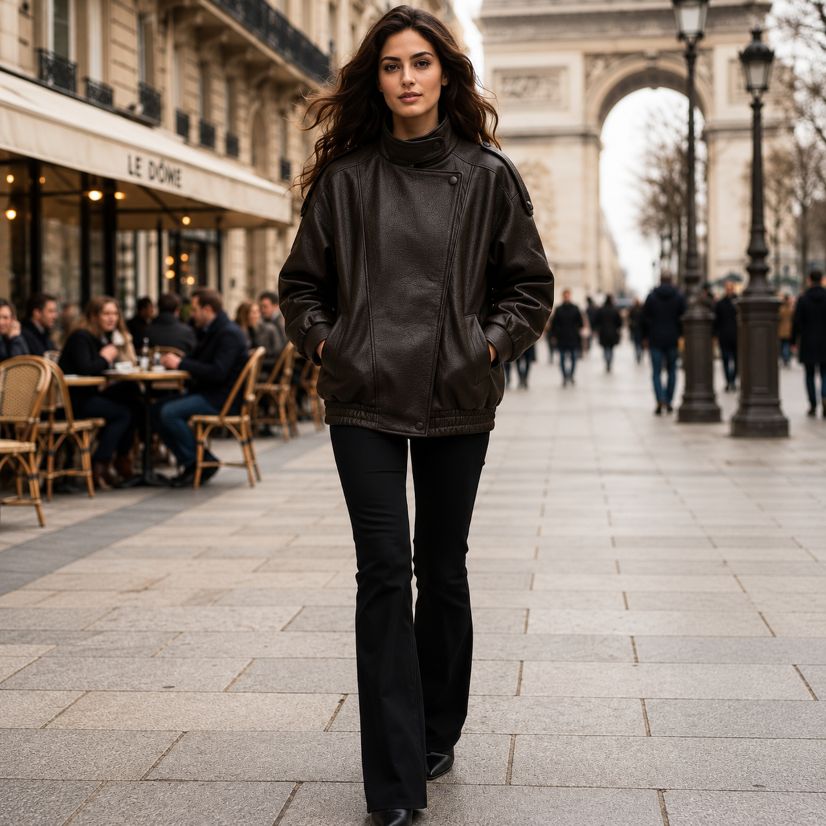 Blouson col montant effet cuir grainé