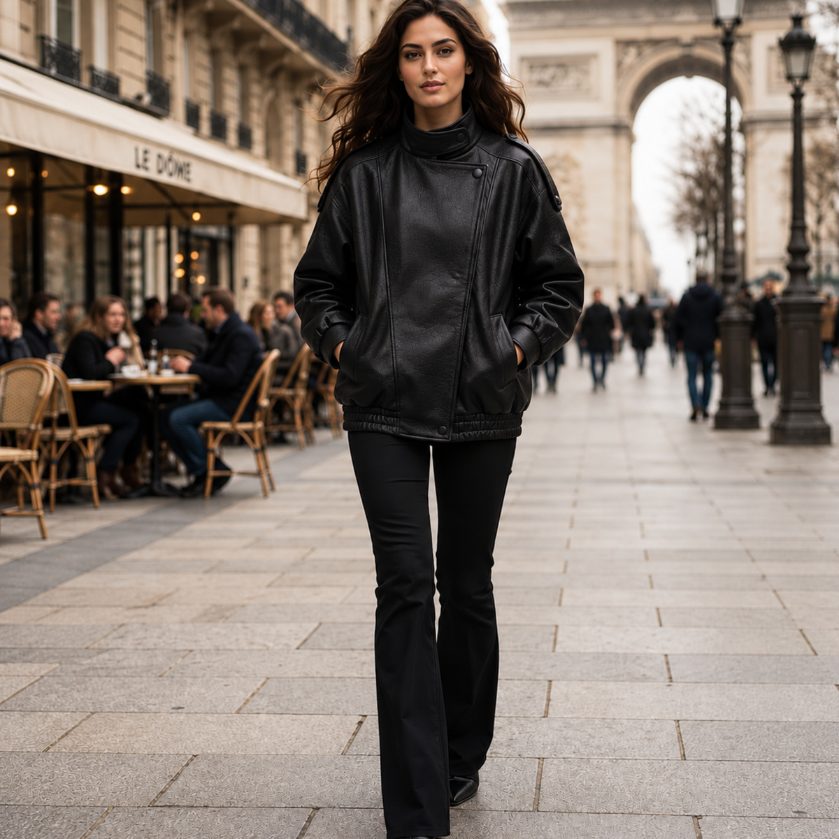 Blouson col montant effet cuir grainé