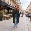 Parka longue femme noire doublée à capuche vue de face