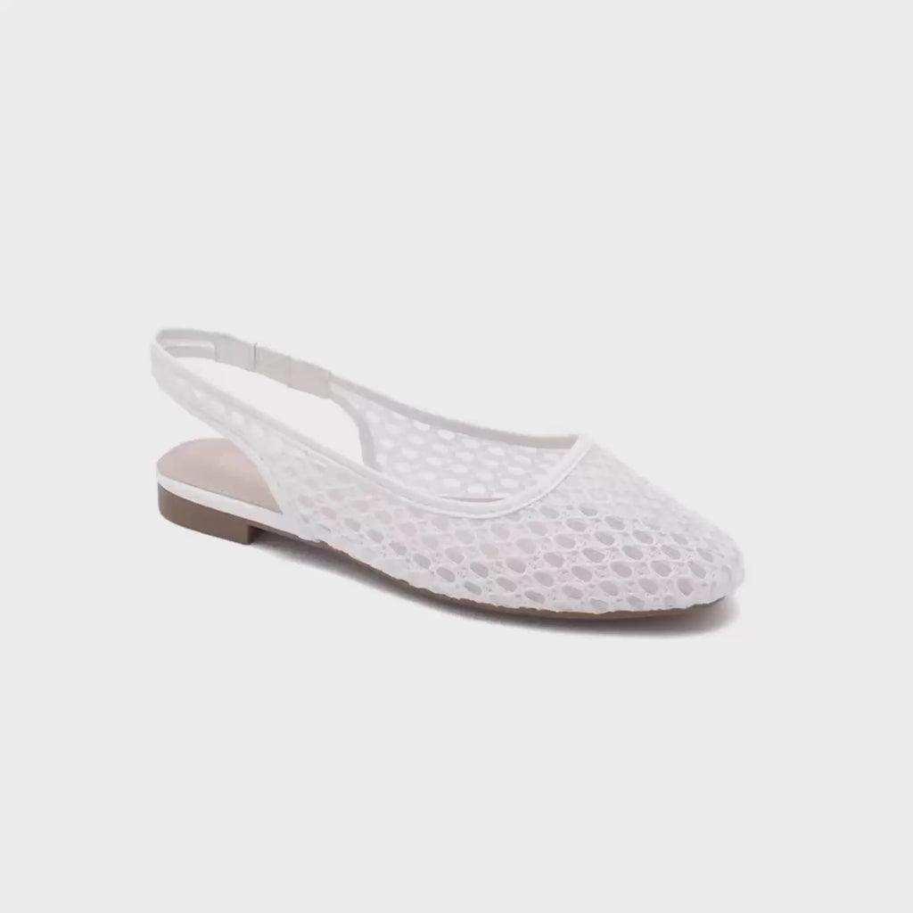 Ballerines ouvertes résilles blanc