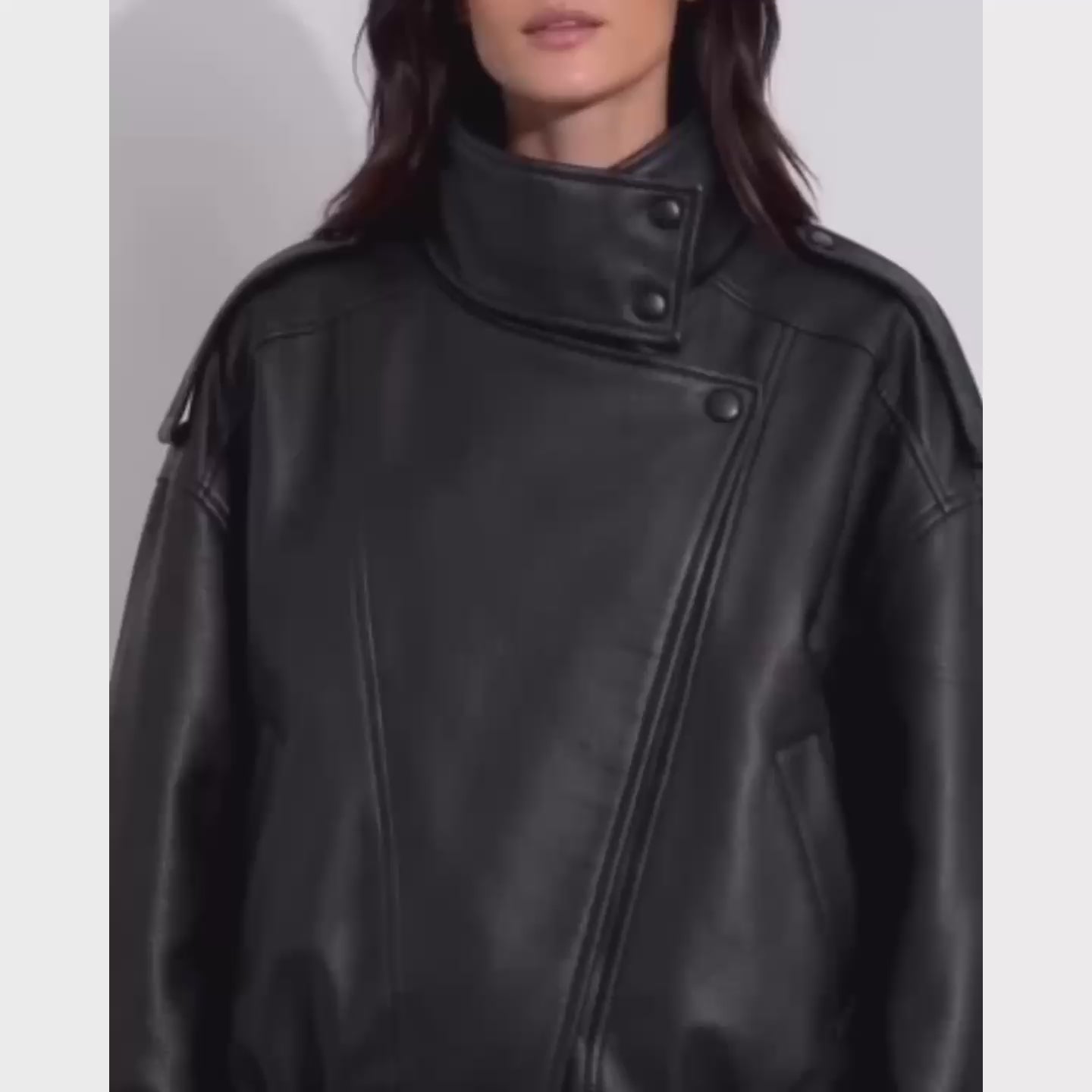 Blouson simili cuir grainé noir